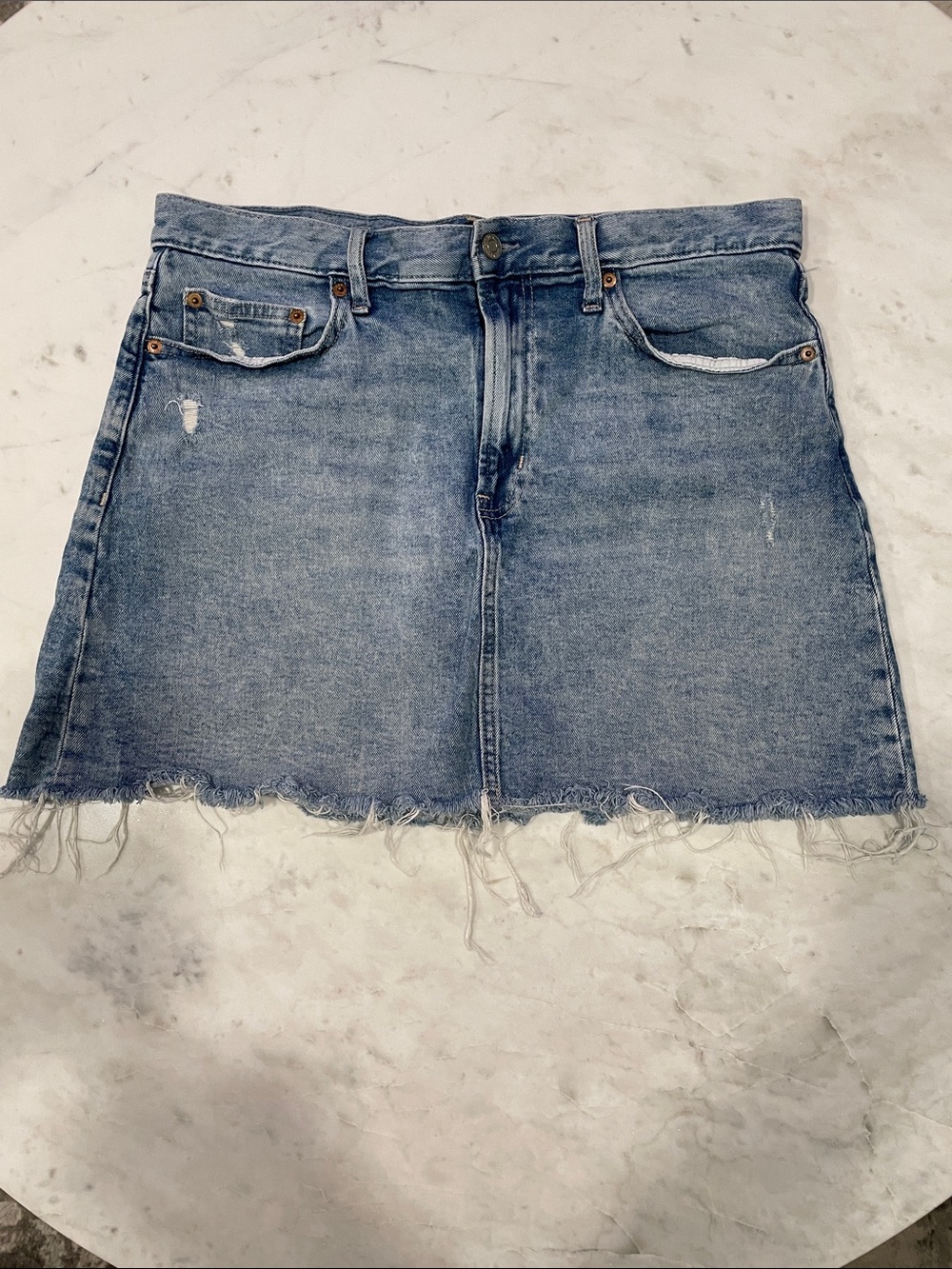 Denim Mini Skirt in Light Blue